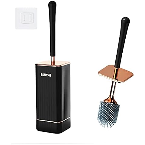 MOUFIER Toilet Brush and Holder,Silicone Toilet Brush Holder Set with Soft Bristle Brush for Bathroom (Black) Cover