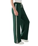 Susclude Wide Leg Sweatpants Women Baggy High Waisted Heavyweight Casual Pants Cotton Fall Winter Y2k Fashion Lounge Slacks Green