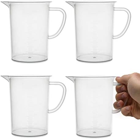 hBAR Premium Polypropylene Beaker Mugs, Laboratory Quality Plastic, 16.9oz (500mL) Capacity - Pack of 4 Mugs - Dishwasher and Microwave Safe