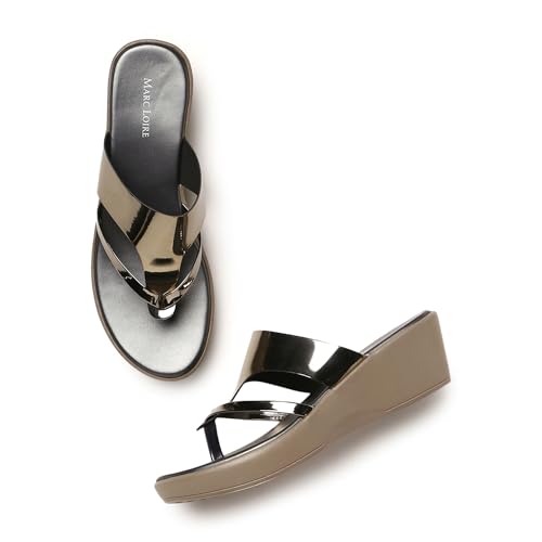Image of Marc Loire Women Round Toe Wedge Heel Sandal for Casual Wear