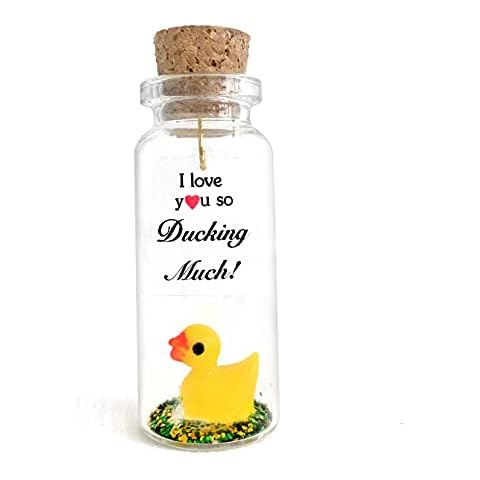 Kseniya Revta Beautiful Duck Figurine and Funny Message in a Bottle - Romantic and Funny Present For Her or Him (Duck Figurine and Message in a Bottle, I love you so ducking much) Cover