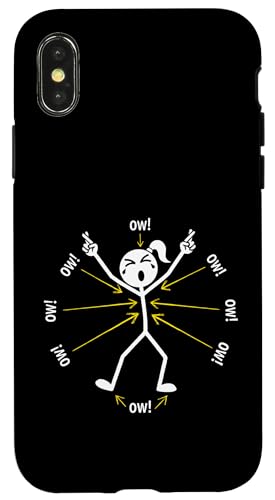 Ow Ow Ow Ow Stickman Figure Humorous Chronic Pain Awareness �X�}�z�P�[�X iPhone X/XS �p