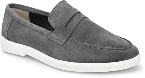 Image of Men Suede Leather Loafers with Bow - Cushioned Comfort, Durable Sole & Everyday Luxury
