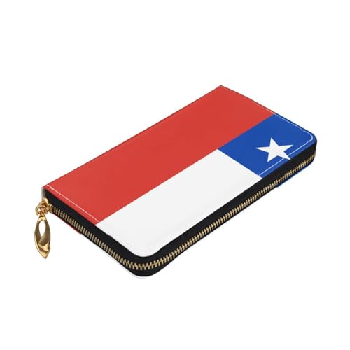 Flag of Chile Long leather wallet - with zipper - portable and waterproof, suitable for office, study and daily use3