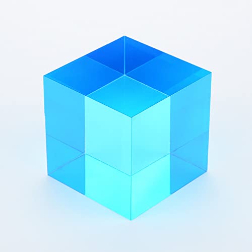 Image of CMY Cubes C Cube (50mm) - Cyan Hue Optical Color Cube - Diamond Polished - Teaches Subtractive Color Mixing - Educational /Scientific /Physics & Kinetic Art Desk Object