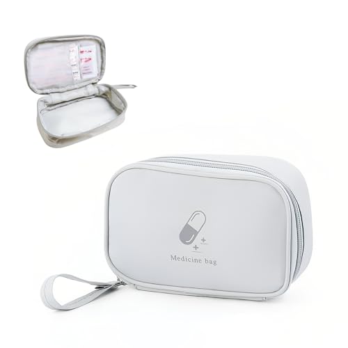 Mini Botiquín de Primeros Auxilios Portátil, Bolsas de medicamentos portátiles, Bolsa Médica Vacio, Botiquin de Primeros Auxilios Impermeable, para Situaciones Emergencia en Hogar, Viajes (Gris)