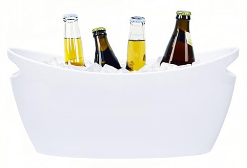 Dmnnlp Cubo acrílico de 6 l, enfriador de cerveza, enfriador de vino, enfriador de bebidas, ideal para largas noches de vino al aire libre en el jardín, color blanco