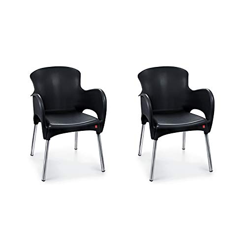Image of Cello Xylo Chair Set Pack of 2 - Black | Strong and Durable | Easy to Clean | Chair for Living Room, Bed Room, Kitchen, Office Room, Outdoor | 3 Years Warranty