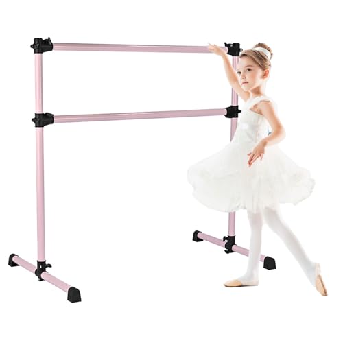 Barra de ballet independiente, barra de ballet doble con almohadillas de goma antideslizantes, altura ajustable, barra de ballet portátil para niñas, niños y adultos, entrenamiento en casa, fitness