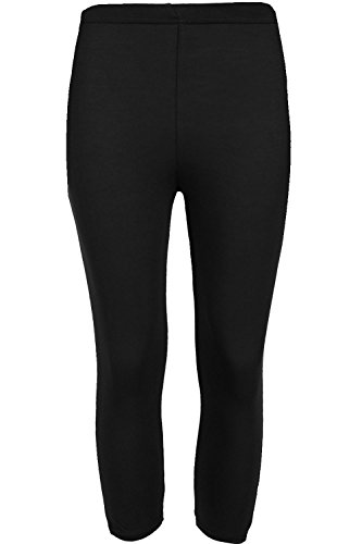 Leggings 3/4 femmes en viscose élastique pour un confort basique quotidien en noir taille M/L