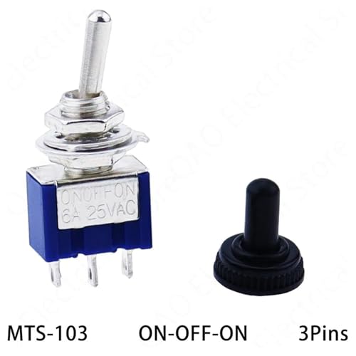 Interruptor de palanca MTS-103 mini SPDT On-Off-On de 6 mm y 6A para proyectos eléctricos 2