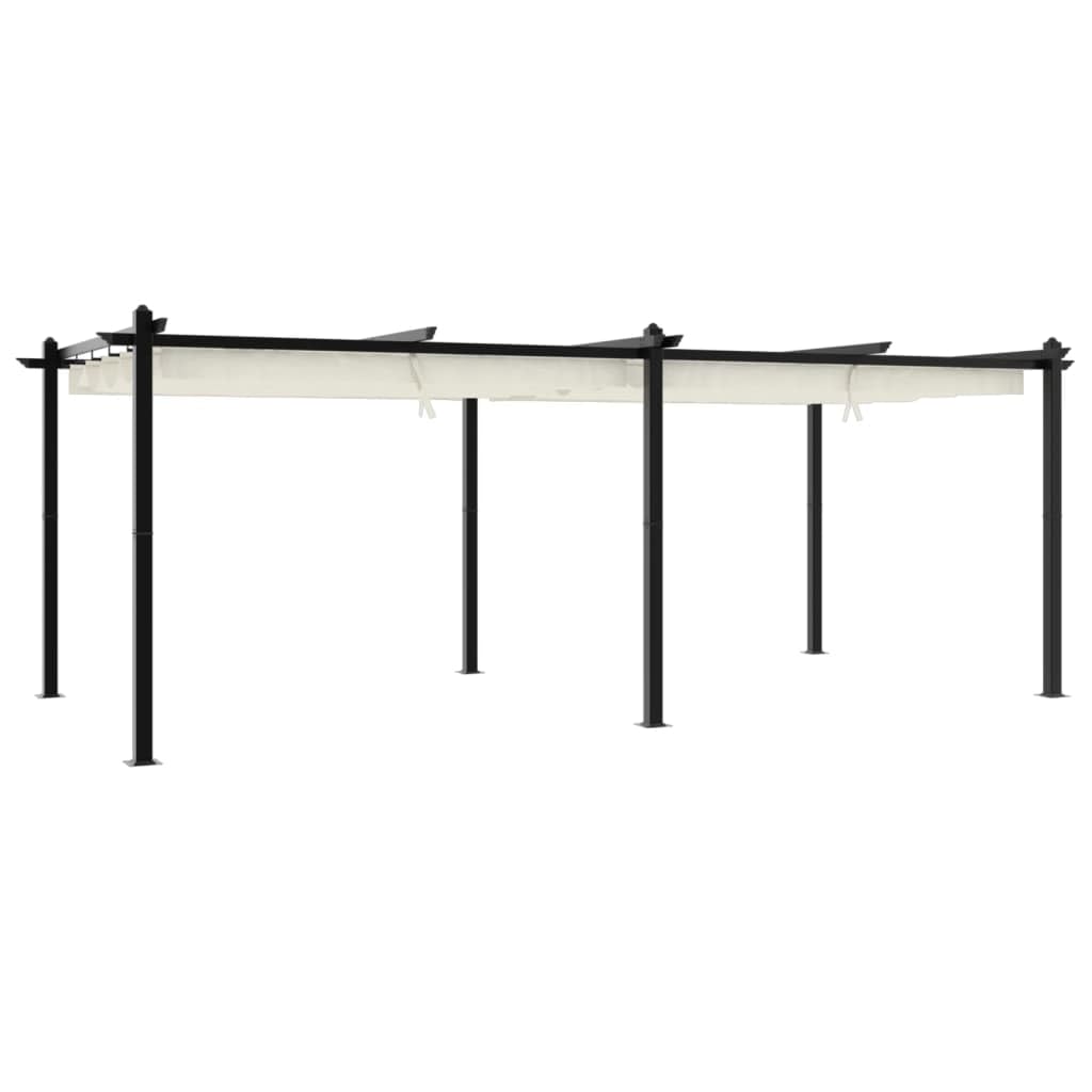 Pergola en aluminium - 3 x 6 m - Tonnelle de jardin avec toit extensible - Crème