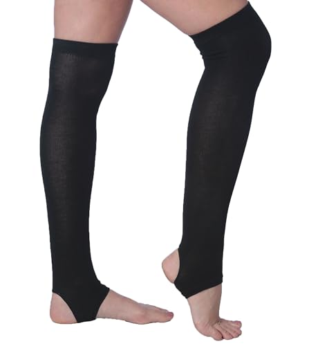 Image of Tipi Toe Women's Stirrup Yoga Socks, Lightweight Knee-High Leg Warmers, Open Heel Non-Slip Design. Ideal for Yoga & Dance