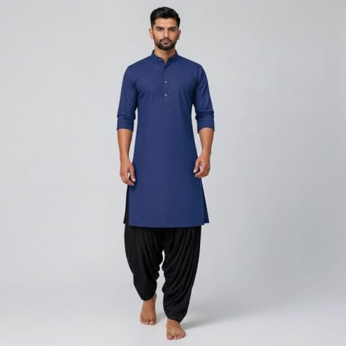 Image of Mens Pure Coton Kurta Dhoti Set | Traditional Ethnic Wear for Festive & Wedding Men's Cotton Kurta with Dhoti Set | Comfortable Ethnic Traditional Outfit Stylish Men's Cotton Kurta Dhoti Set.