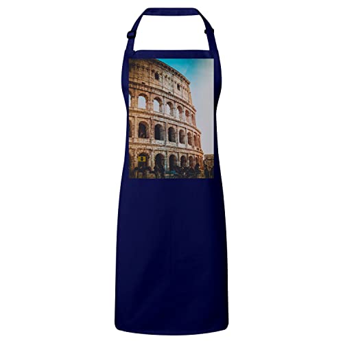 Tablier de cuisine premium navy Rome Patrimoine Mondial en tissu chic