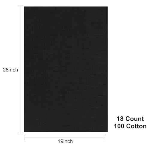 Image of Aida Cloth 18 Count Cross Stitch Fabric,19x28inch (18CT, Black)