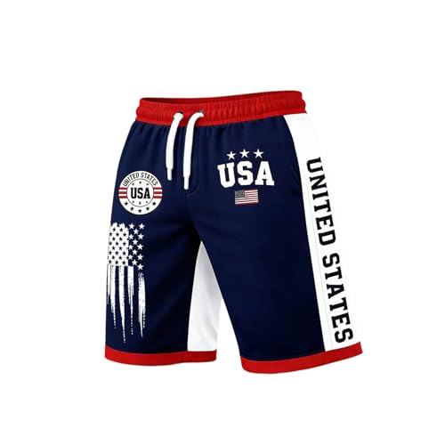 Long Shorts for Men,Mens 250Th Anniversary USA Shorts United States 250 Years American Brithday Short Pants 1776-2026 Patriotic(Blues,Large)