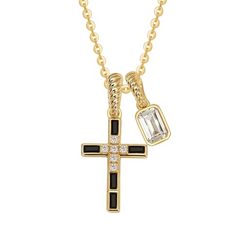 Fettero Cross Necklace for Women, 14K Gold Plated Cross Necklace Double Pendants Detachable Gold Black Cross Necklace Tiny CZ Diamond Necklaces for Women Trendy Religous Jewelry Gift Fettero Cross Necklace for Women, 14K Gold Plated Cross Necklace Double Pendants Detachable Gold Black Cross Necklace Tiny CZ Diamond Necklaces for Women Trendy Religous Jewelry Gift
