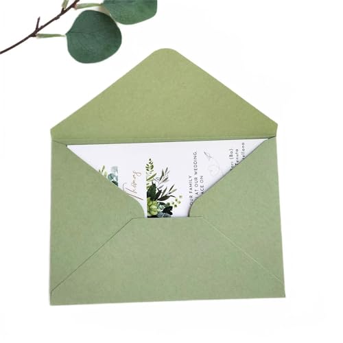 Enveloppes de poche mariage vert olive 250gsm pochette faire-part papier mat 25pcs