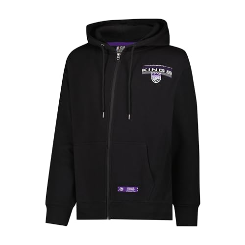 Ultra Game Adults NBA Official Super Soft Driver Full Zip Hoodie Jacket, Sacramento Kings, Black, Large