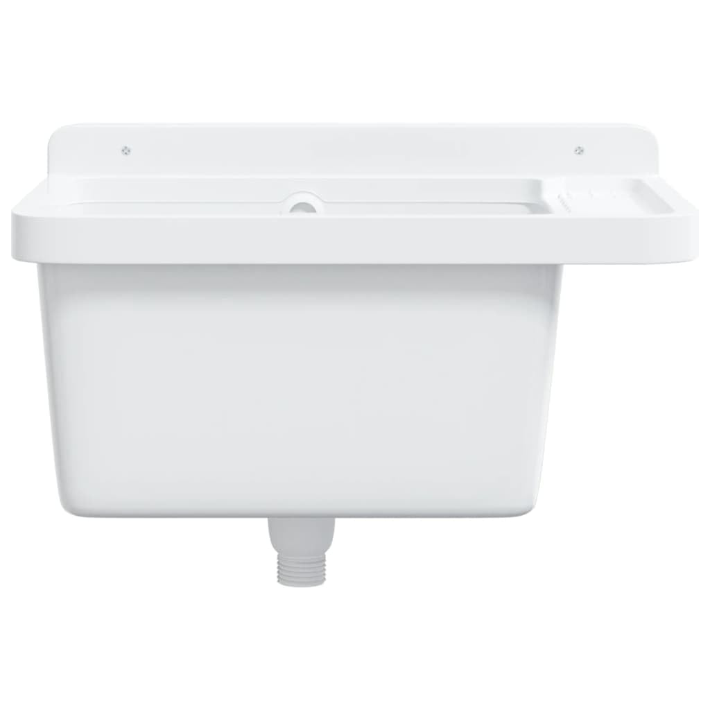 Évier Mural en Résine, Évier pour Buanderie Garage Lavabo Bac de Lavage Extérieur blanc 50x35x24 cm résine