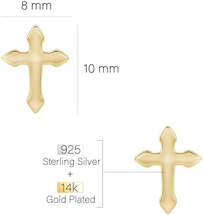 SOFIA MILANI - Orecchini da Donna in Argento 925 - Placcati in Oro e con Pietra Zircone - Orecchino a Perno a Croce - E1553