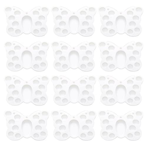 HOODANCOS 12Pcs Butterfly Shaped Pigment Mixing Tray for Multi Function Painting Color Mixing Plate Easy to Clean Compact Storage for Artists and Hobbyists