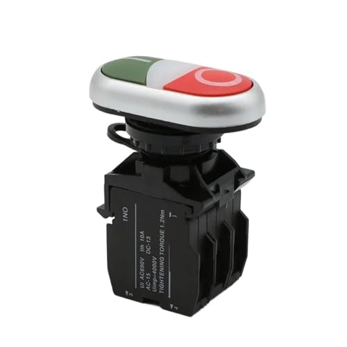 Bouton-poussoir momentané 22mm double commande 24V avec voyant LED pour tableau électrique LAK42