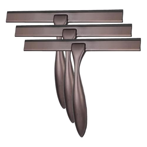 Image of Hiware All-Purpose Shower Squeegee for Shower Doors, Bathroom, Window and Car Glass - Bronze, Stainless Steel, 10 Inches (Pack of 3)
