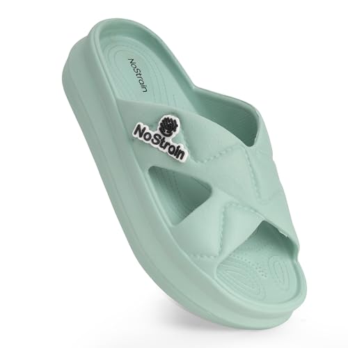 NoStrain Women's Waterproof Sandals | Cross Strap | Soft Cushioned Sole | Non-Slip | EVA Outsole | Leightweight | Slip-On Sandals | for woman | Sage Green