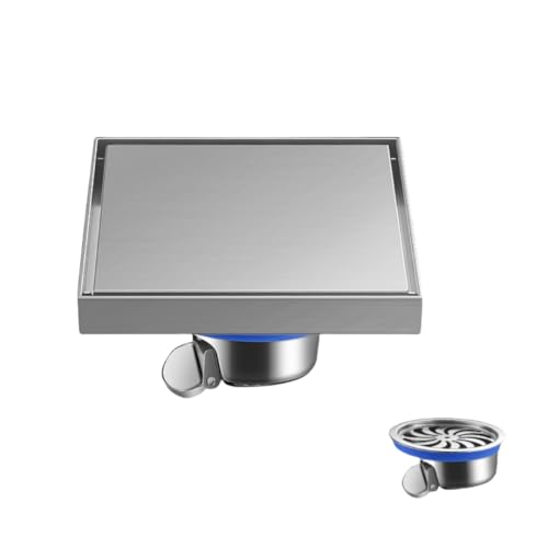 Sumidero Terraza Desagüe De Suelo De Acero Inoxidable Gris para Inodoro Y Baño Sellado Antidesbordamiento Invisible 15 X 15 mm Cepillado Núcleo De Acero Inoxidable
