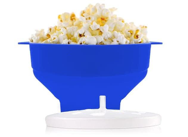 ELECDON Silicone Microwave Popcorn Popper with Lid for Home Microwave Popcorn Makers with Handles Collapsible Popcorn Bowl