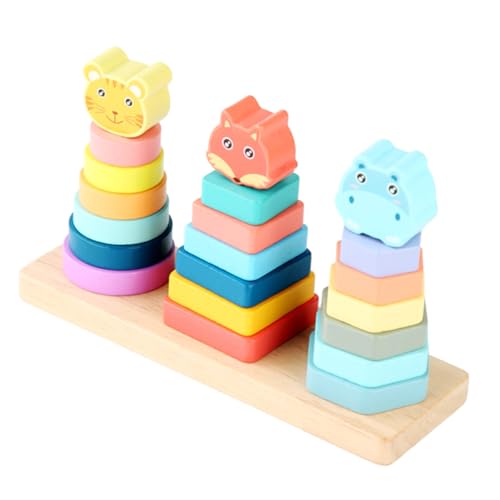 LRXIYODE カラフル積み木リング 知育遊び 用形状認識 色彩学習 幼児向け親子遊び促進おもちゃ