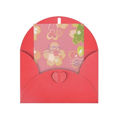 花柄 花 和風 誕生日グリーティングカード かわいい 可愛い 封筒付 ギフト クリスマス バースデーカード Red
