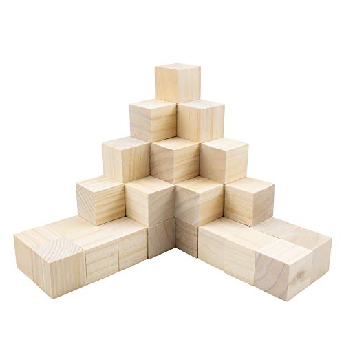 Tosnail 40 Pack 1-1/2-Inch Natural Solid Unfinished Pine Wooden Blocks Wooden Cubes - Great for Craf - //coolthings.us