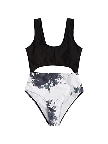 Milumia Girl's One Piece Floral Print Swimsuit Cute Cut Out Bathing Suit Swimwear