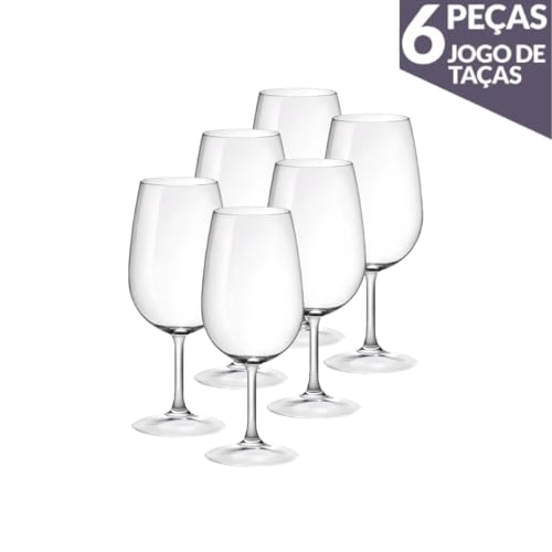 Jogo de 6 taças de vinho de cristal transparente, 410ml