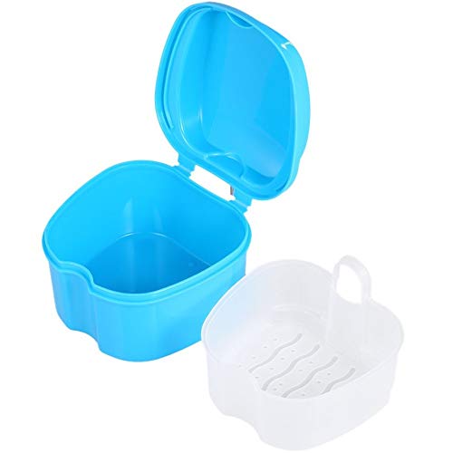 Onwon Denture Case, Denture Cup with Strainer and Lid - Retainer Cleaning Soaking