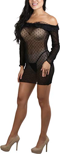 Image of ToBeInStyle Women's Stretch See Through Fishnet Novelty Mini Rave Party Dress
