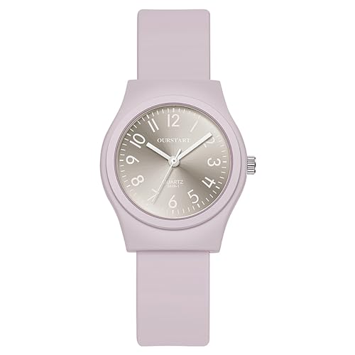 Avaner - Reloj de pulsera para niño de silicona analógico, de cuarzo, para estudiante, niña, con correa de color jalea de colores a escala digital-gris, correa