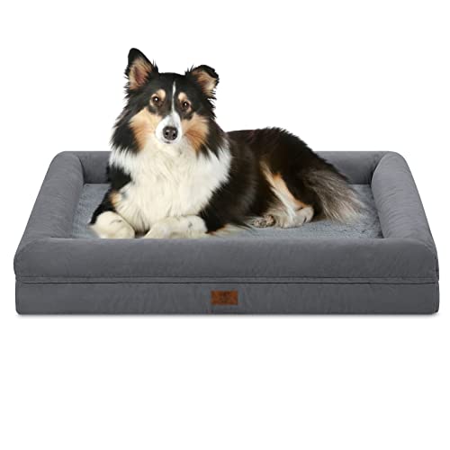 Image of Orthopedic Dog Bed Waterproof Pet Sofa for Large Sized Dogs | 360 Degree Bolster Support, Egg Crate Foam, Waterproof Liner, Non-Slip Bottom, Machine Washable Cover, 36 x 27 Inch