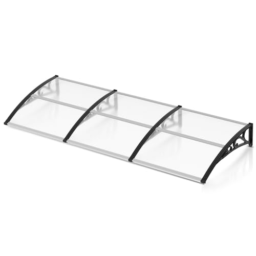 Auvent de porte extérieur polycarbonate transparent 100 x 300 cm arqué