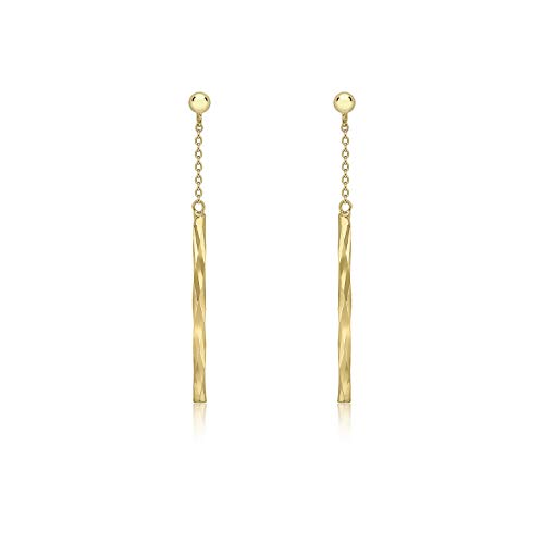 Boucles d'oreilles or jaune 9 ct Carissima avec chaîne pendante et barre facettée
