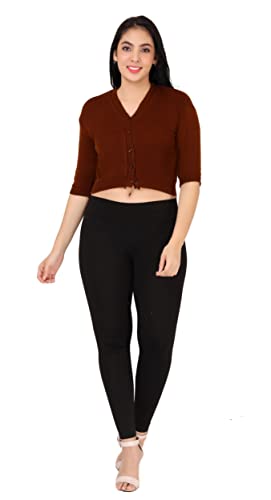 Image of Women Redymade Woolen Half Sleeve Blouse for Winters (Dark Brown)
