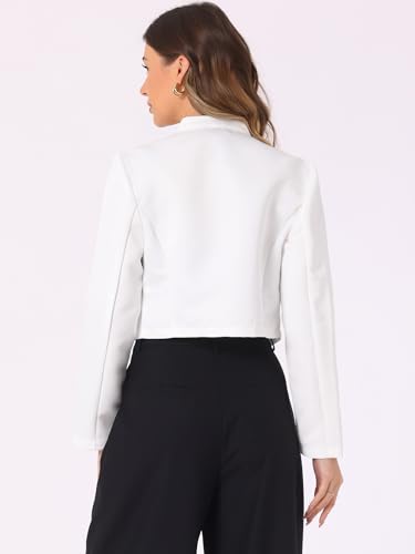 Allegra K Satin Blazer for Women's Elegant Business Casual Open Front Cropped Jacket3