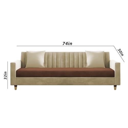 Image of Casaliving Garcia 3+2+1 Seater Sofa Set for Living Room (Cream Brown Colour) Premium Fabric Sofa