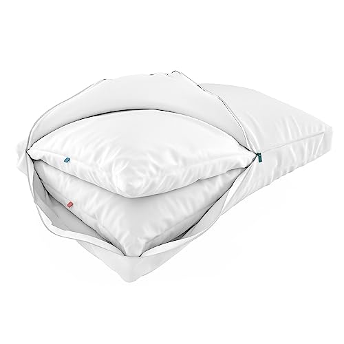 Sleepgram Bed Support Adjustable Hypoallergenic Cool Sleeping Loft Soft Pillow With Removeable Microfiber Cover, Queen Size, White #TOP6