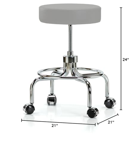 Image of Perch Retro Exam Stool | Medium Bench Height 18.5-24 inch | Grey Vinyl