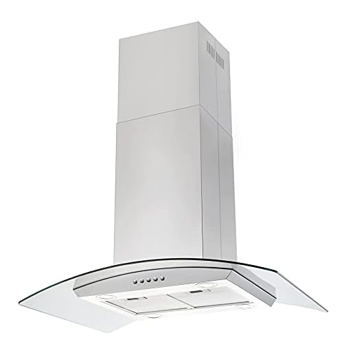 JOEAONZ Island Range Hood 36 inch 700 CFM, Ceiling Mount Kitchen Vent Hood Ducted/Ductless Convertible, 4 LED Lights 5-Layer Filters Extractor Stove Exhaust Fan, Curved Tempered Glass Stainless Steel