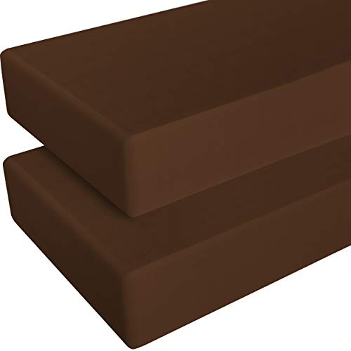Image of NTBAY 2 Pack 100% Brushed Microfiber Fitted Crib Sheet, Super Soft and Cozy 28x52 Crib Sheet for Standard Crib and Toddler Mattresses, Boys, Girls, Unisex, Brown, 28x52 Inches